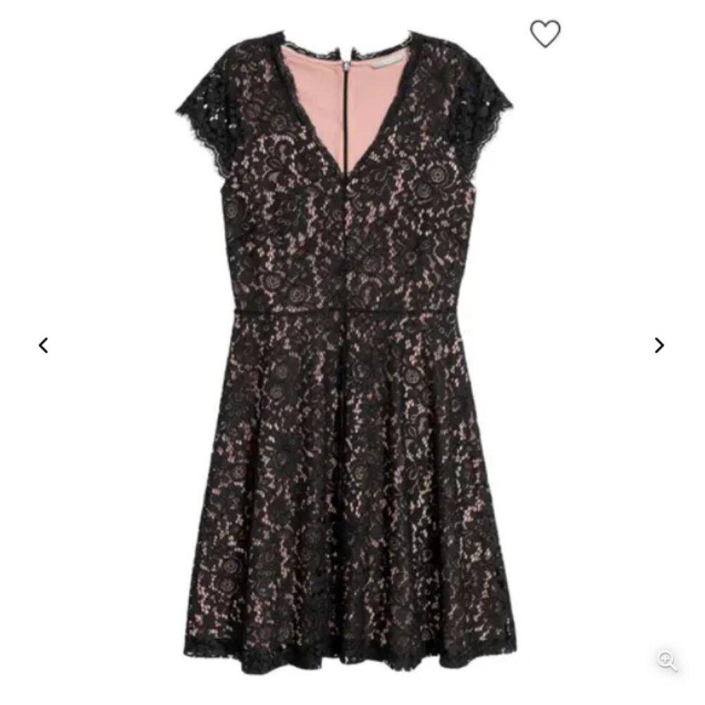 H&M Black and Pink Lace Dress Medium